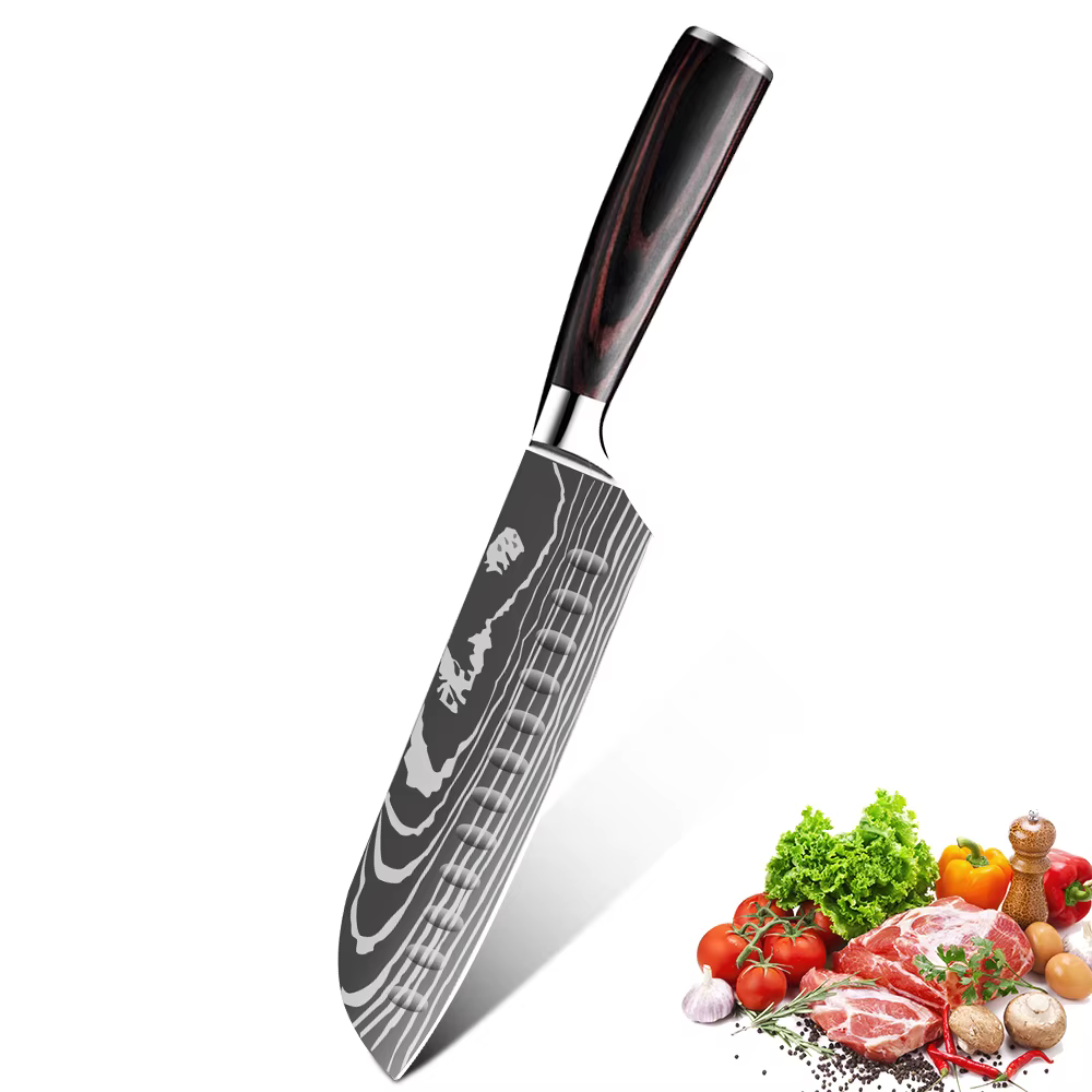 ZENG couteau de cuisine pointu manche en bois couperet à viande en acier inoxydable couteaux d'offic