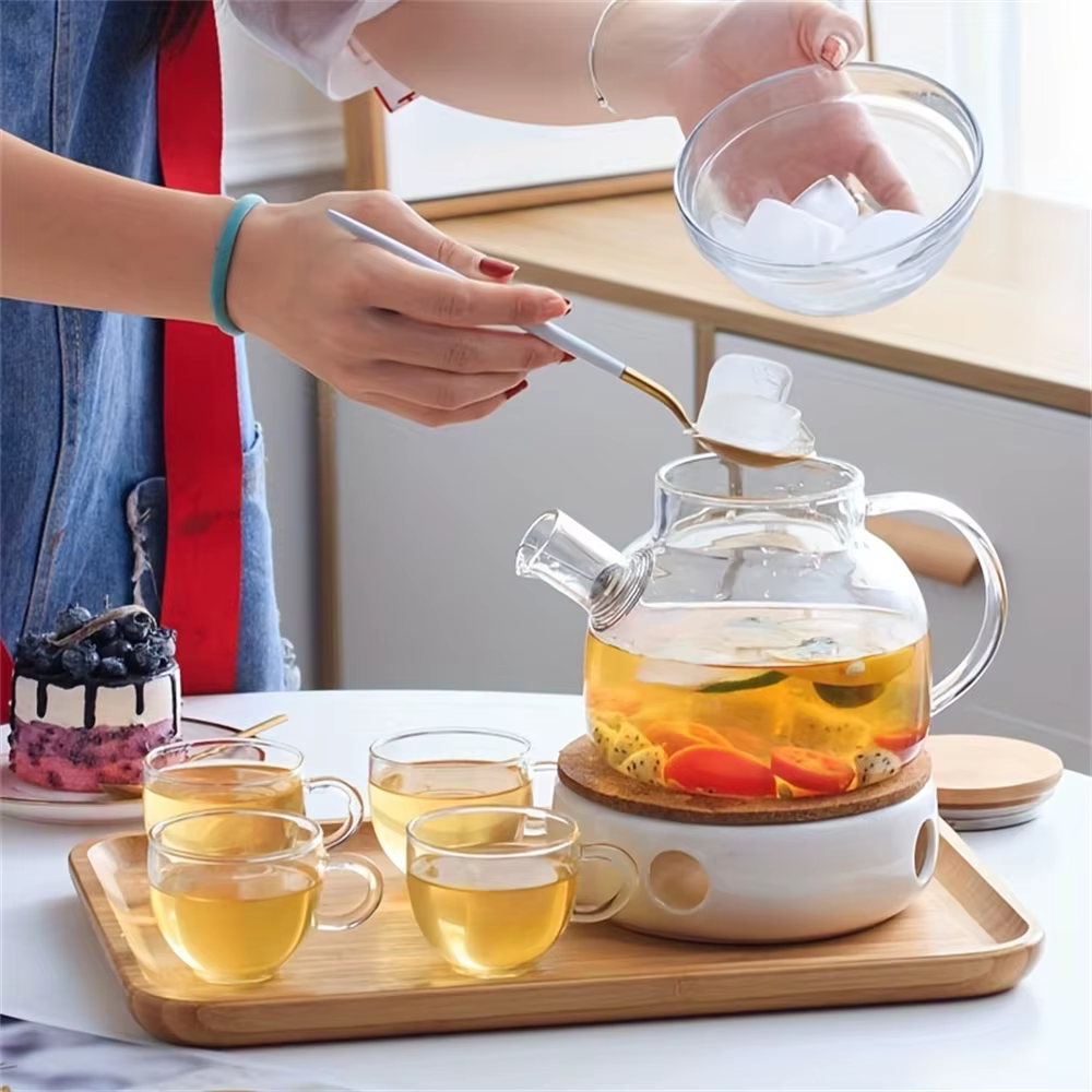 Théière en verre de grande capacité 1L/1,8 l, bouilloire résistante aux hautes températures pour jus