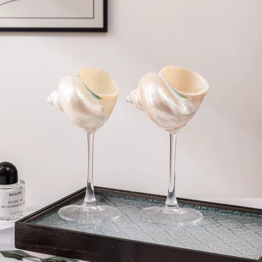 Verres à vin en coquillage 2 pièces, cadeaux de demoiselle d'honneur de mariage personnalisés, événe