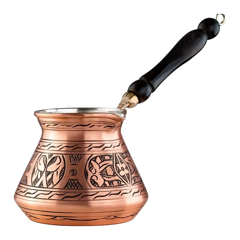 Cafetière A36T pour cuisinière, 18 oz, en cuivre, pour café turc, grec, arabe, avec poignée en bois 