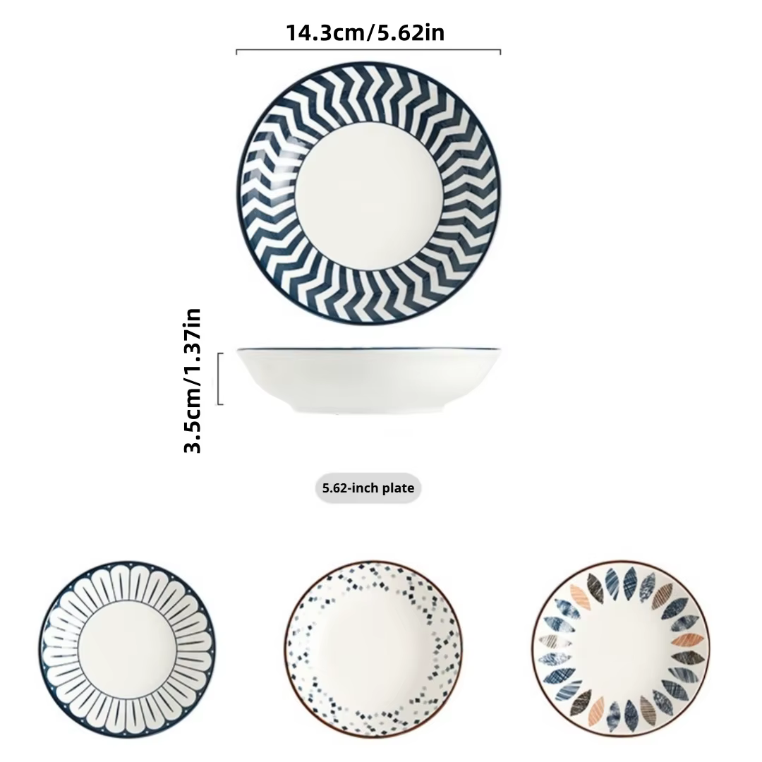 Assiette en céramique 4 pièces, 5,65 pouces, plats simples pour trempettes. Pour apéritifs, fruits, 