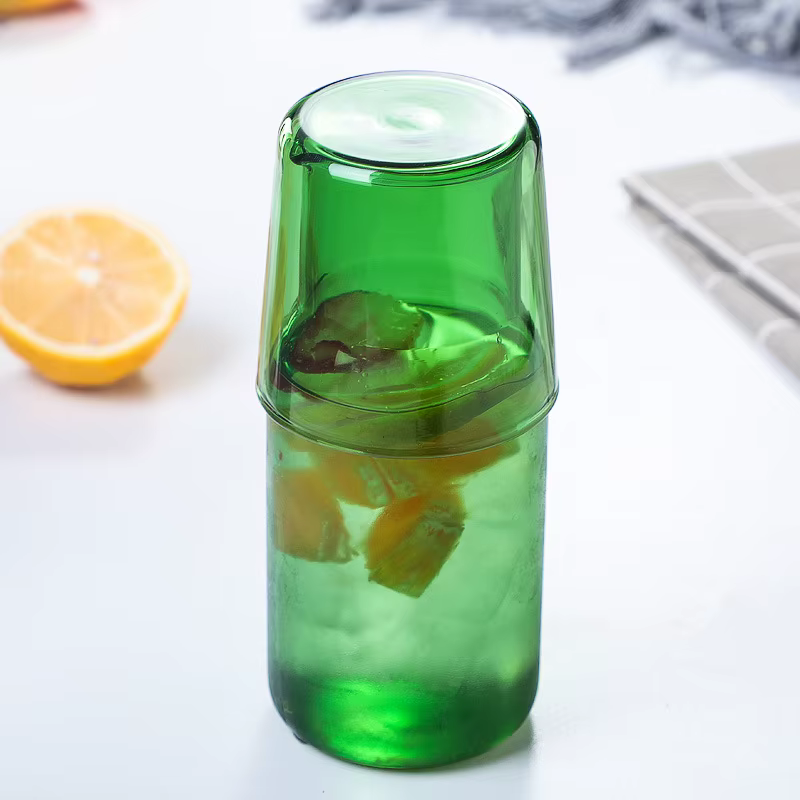 1 ensemble de carafe à eau de chevet et de gobelets en verre, 450ml, 15oz, résistant à la chaleur, s