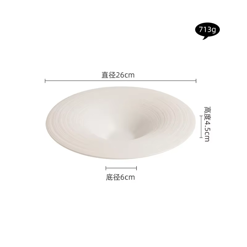 Assiette de service en céramique blanche, assiette à soupe ronde et épaisse, plat à pâtes, assiette 