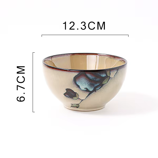 Assiette à fleurs en céramique peinte à la main, vaisselle japonaise, assiette de poisson domestique