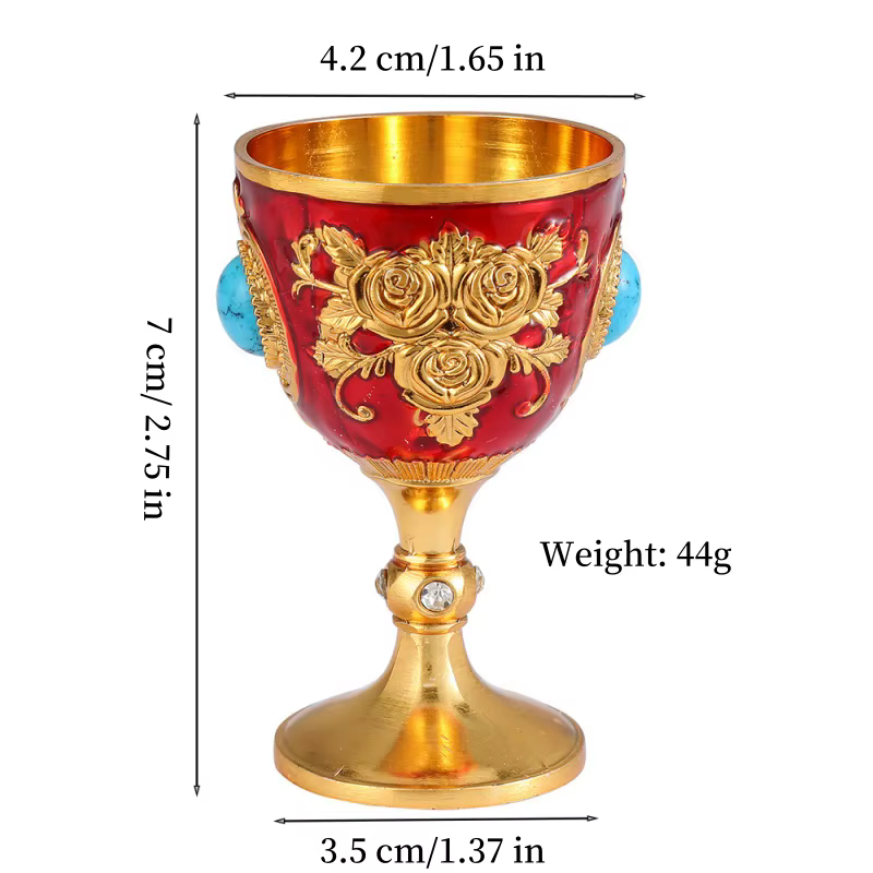 Verre à vin vintage européen, gobelet design rose, verre à vin blanc portable en alliage, verre à vo