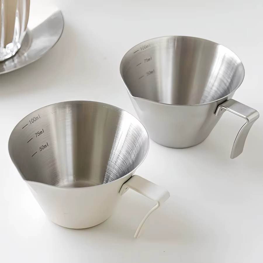 Tasse d'extraction d'espresso 100ML, en acier inoxydable 304, avec échelle, épaisse, onces exquises,