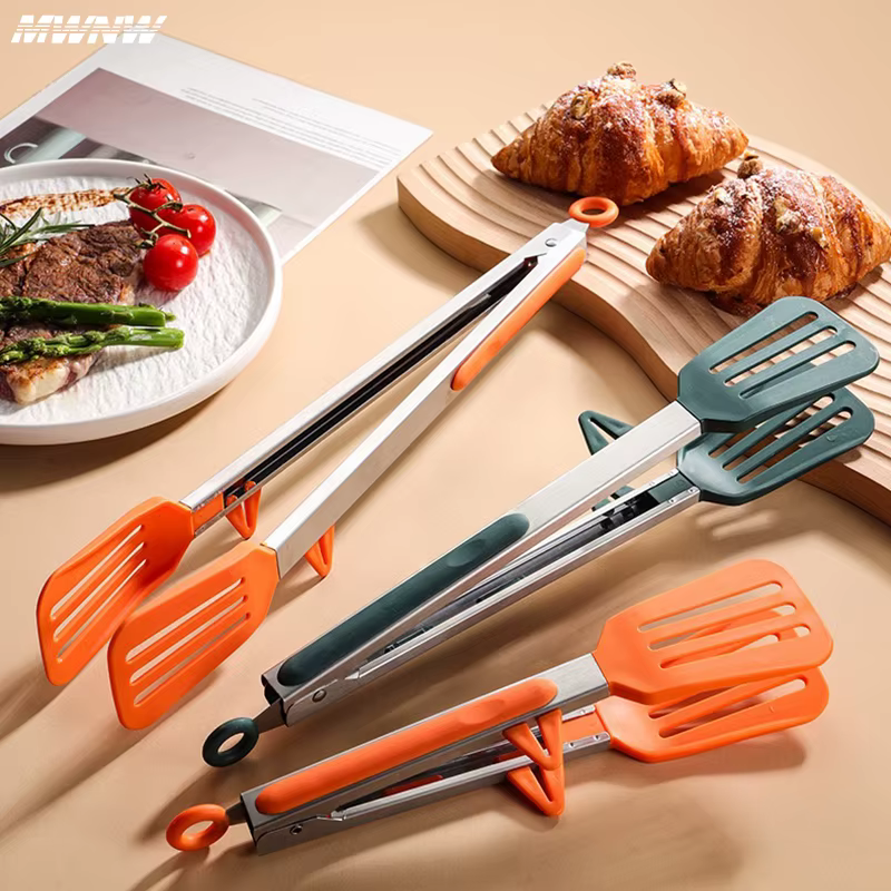 Clip alimentaire en Silicone, 9 pouces, vert Orange, avec support, pour la cuisine, résistant aux ha