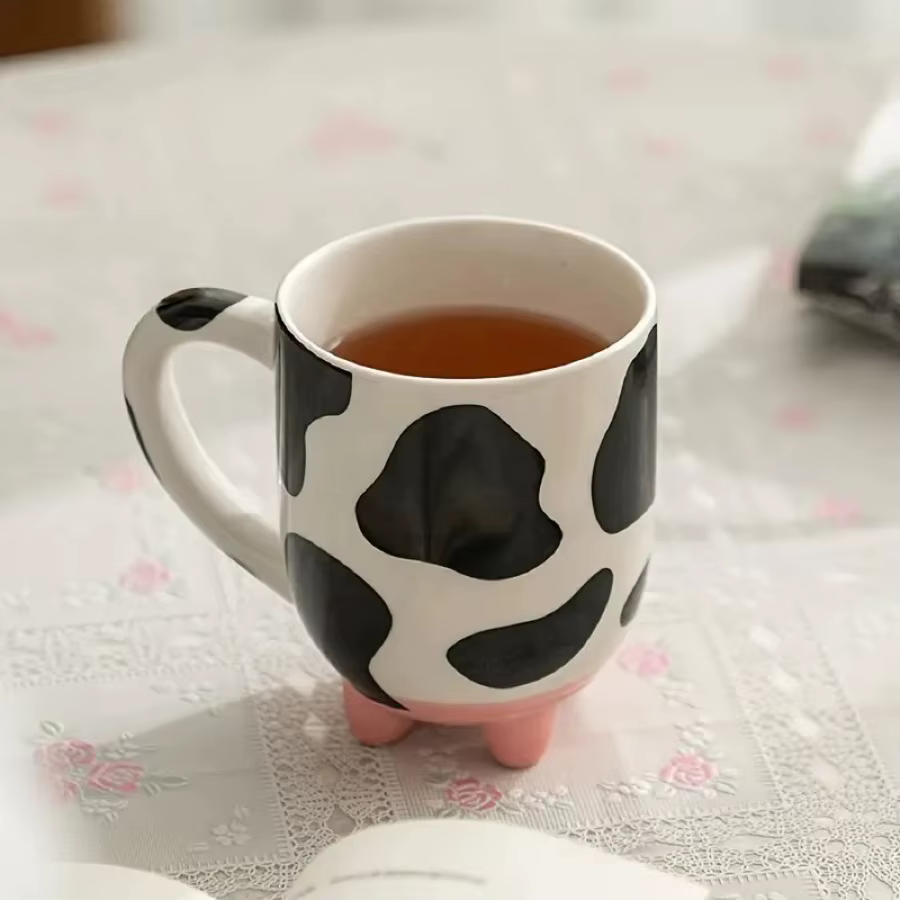Tasse à café en céramique avec impression de vache amusante pour la famille, les collègues, les ense