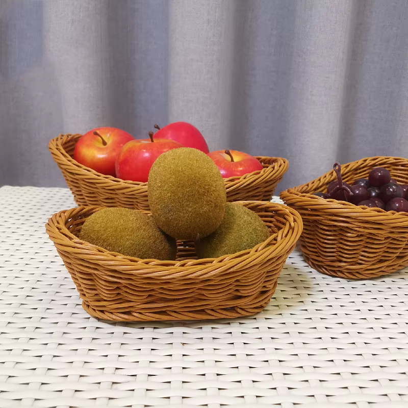 Paniers de service ovales incurvés en osier tissé, pour pain, fruits, légumes, Restaurant, présentoi