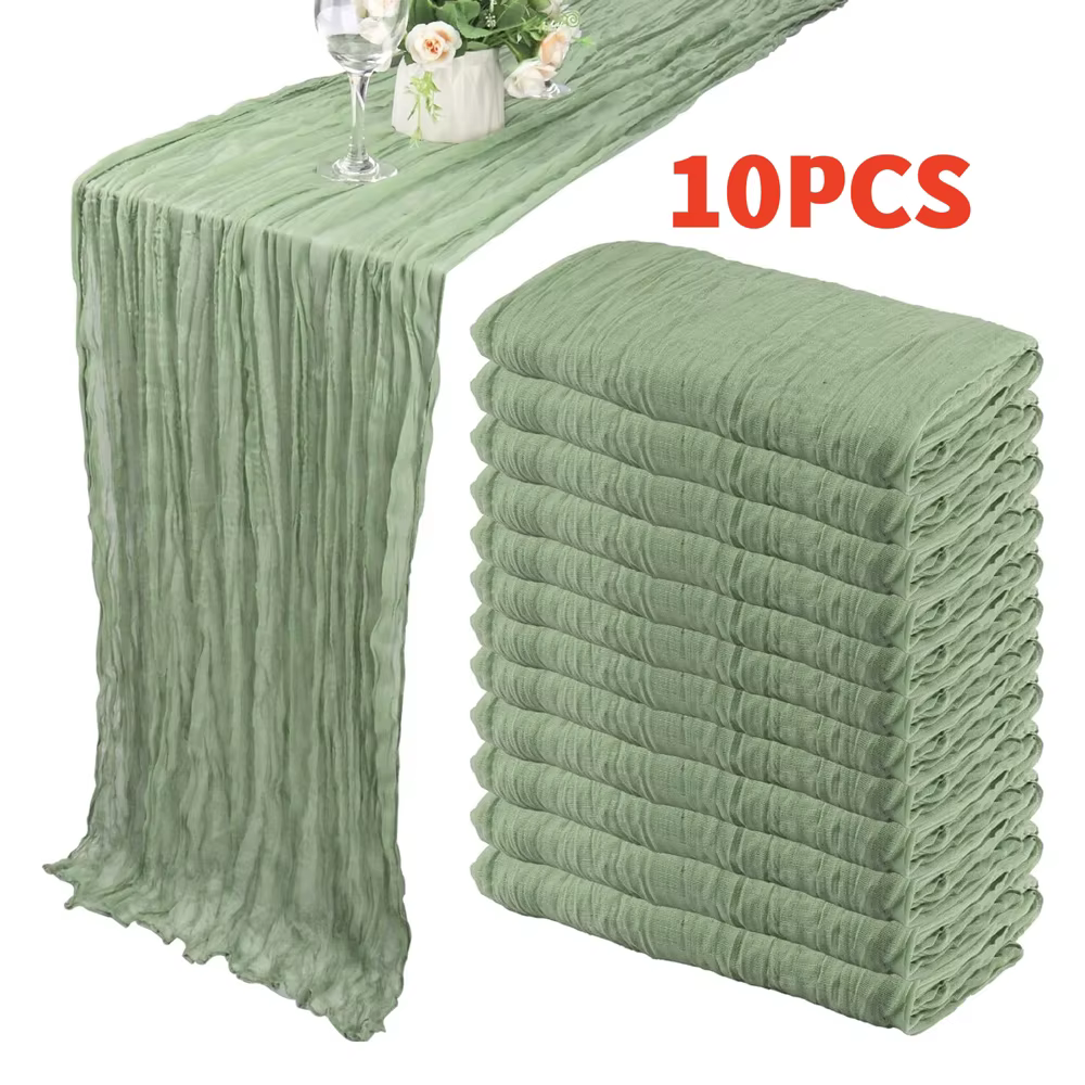 Chemin de Table en gaze style Boho, 10 pièces, 40x270cm, chemin de Table romantique pour mariage, ré
