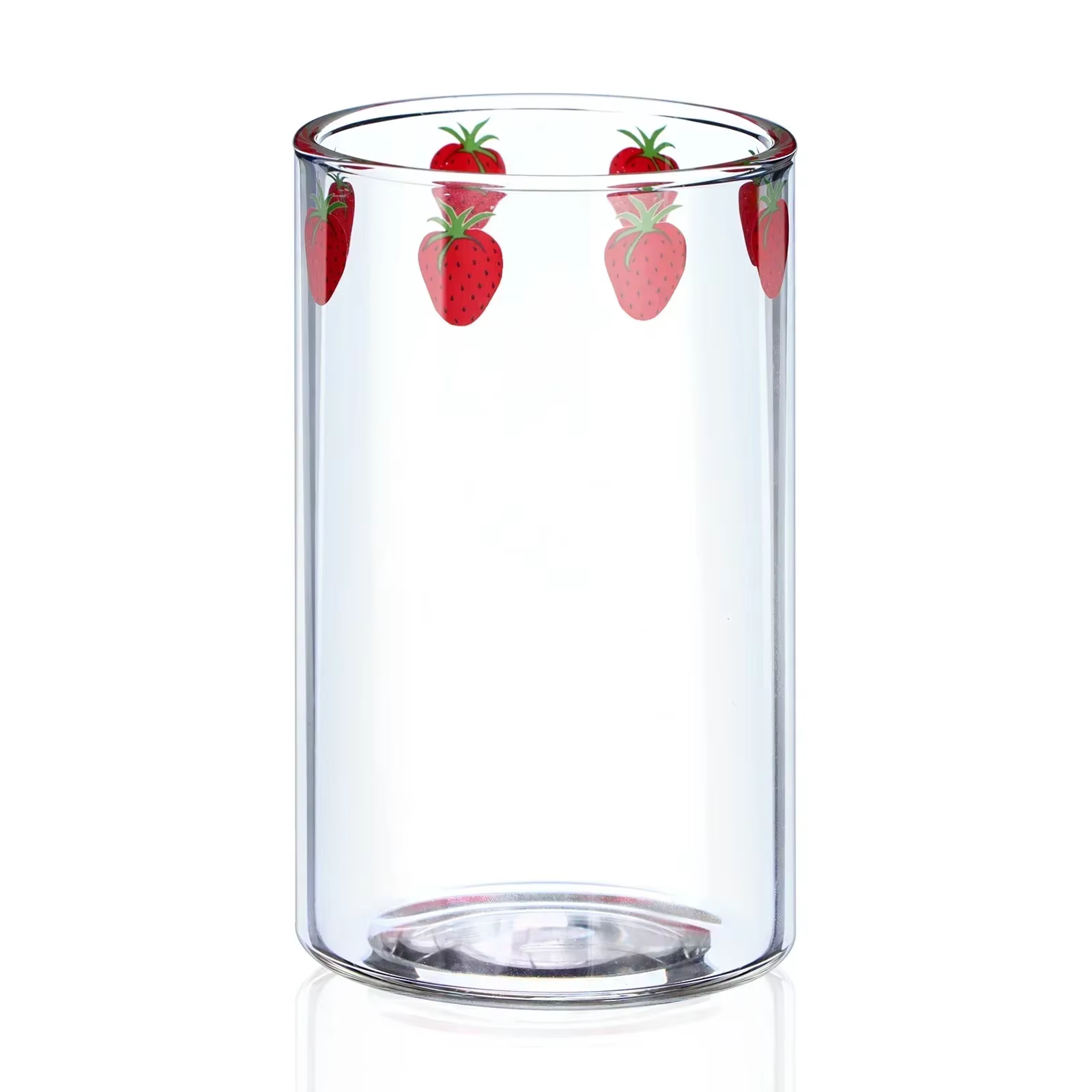 Tasses à café aux fraises de 300ml, 1 à 6 pièces, jolie tasse en verre avec paille, eau transparente