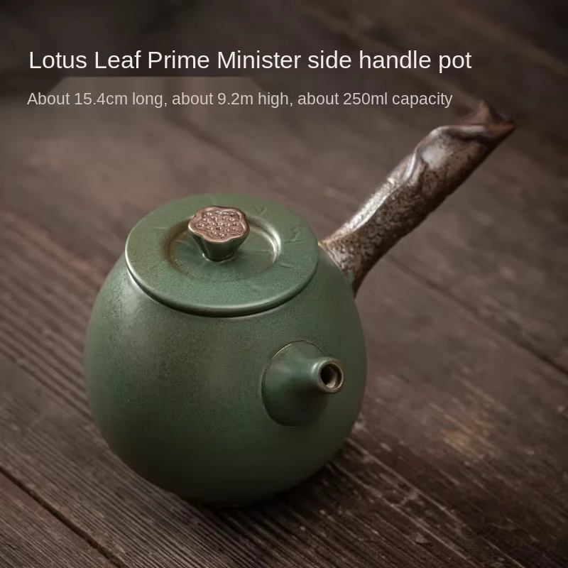 Pot à poignée latérale en fer doré japonais, Pot simple en céramique domestique, guidon, petite théi