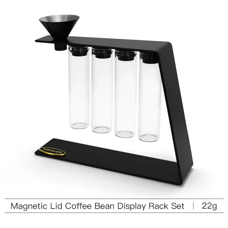 AliKisscafe Contenant de stockage magnétique pour grains de café, tube en verre, présentoir, accesso