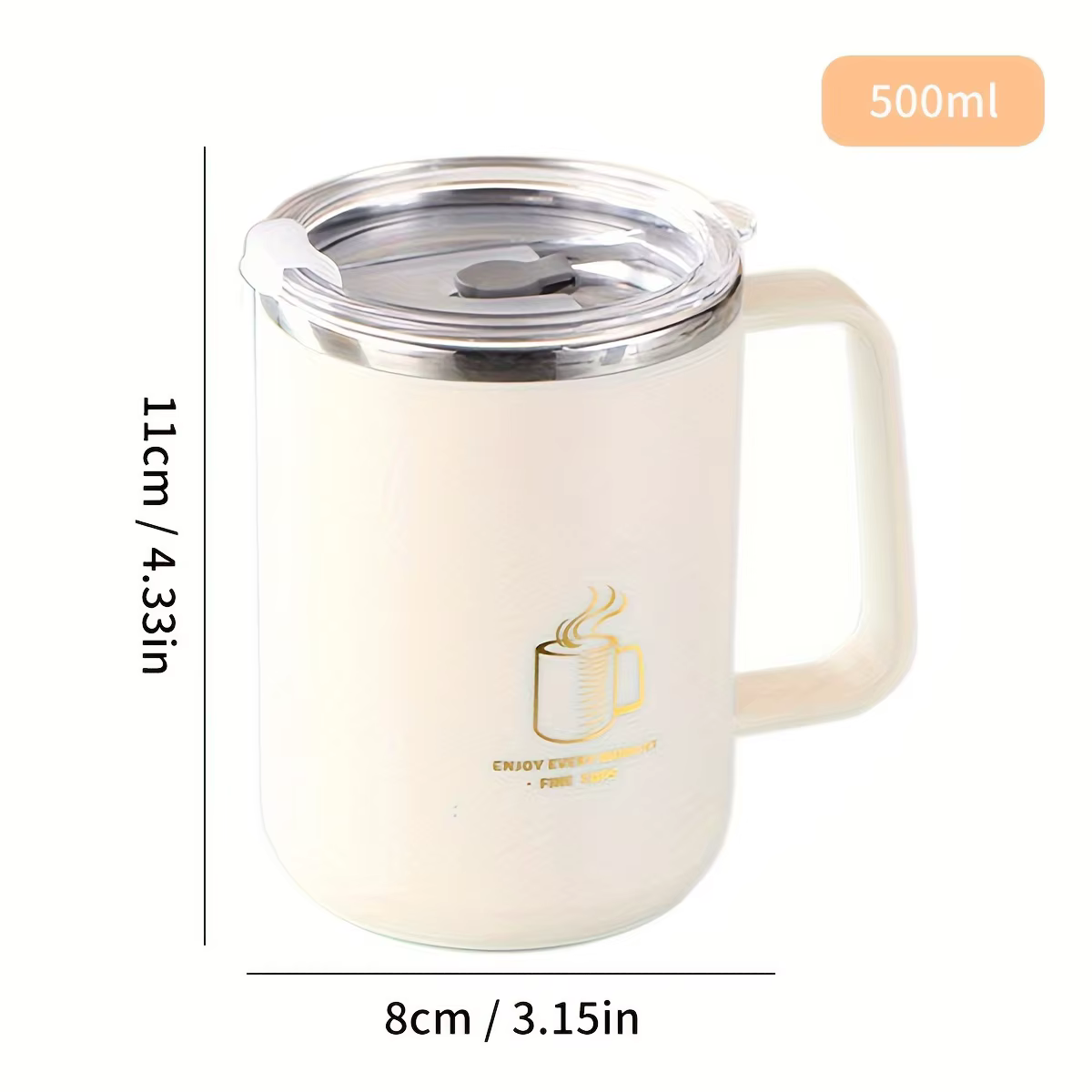 Tasse à café isolée à Double paroi, tasse à café au lait en acier inoxydable 304 avec poignée, tasse