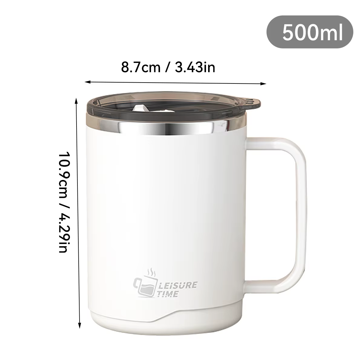 WORTHBUY Tasse à café isolée à double paroi en acier inoxydable 304 avec poignée, tasse à eau scellé