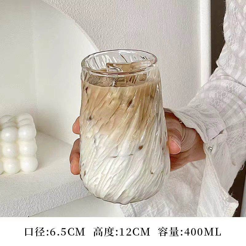 Tasse à café faite à la main avec Texture d'écorce d'arbre, tasse en verre Transparent épais de 400m