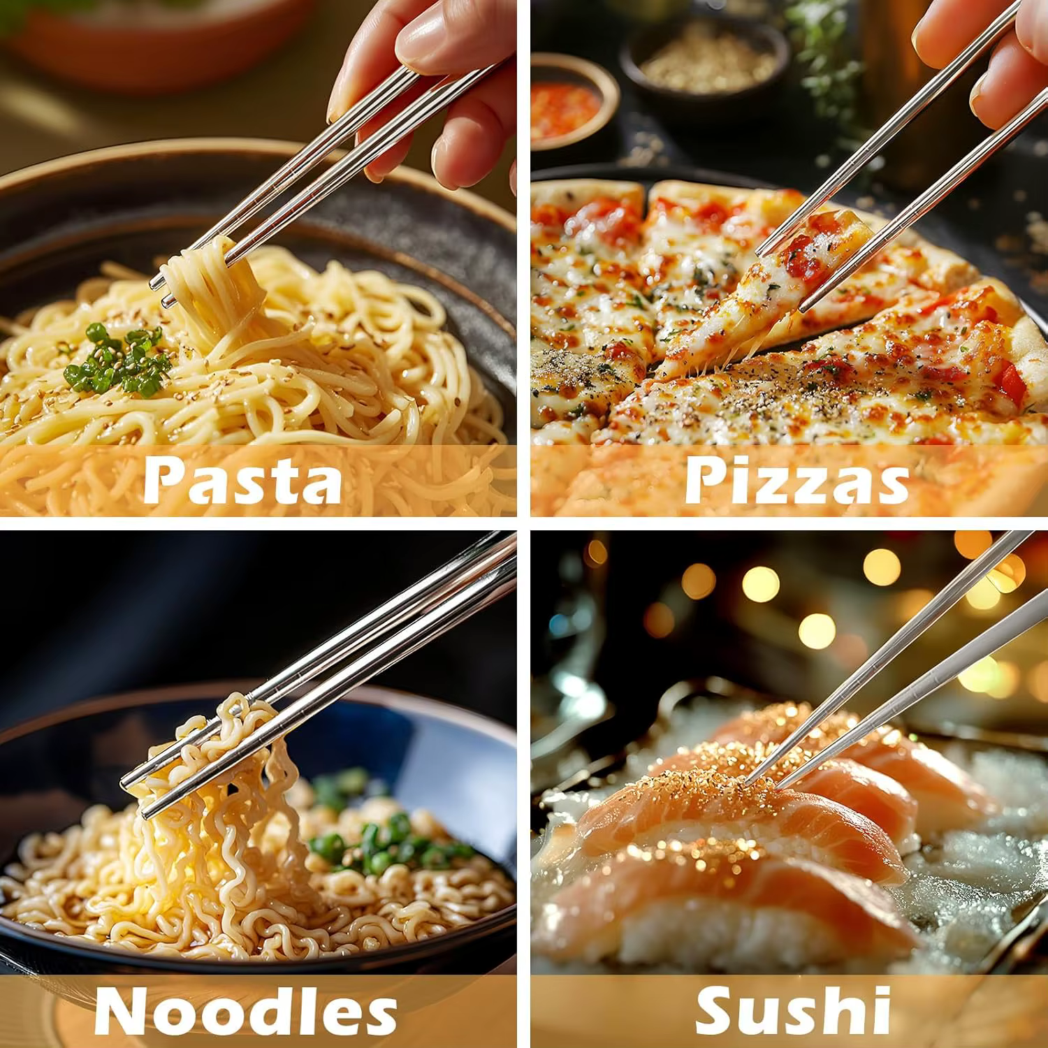 Baguettes rondes en métal en acier inoxydable, bâton de nourriture pour Sushi japonais, vaisselle de