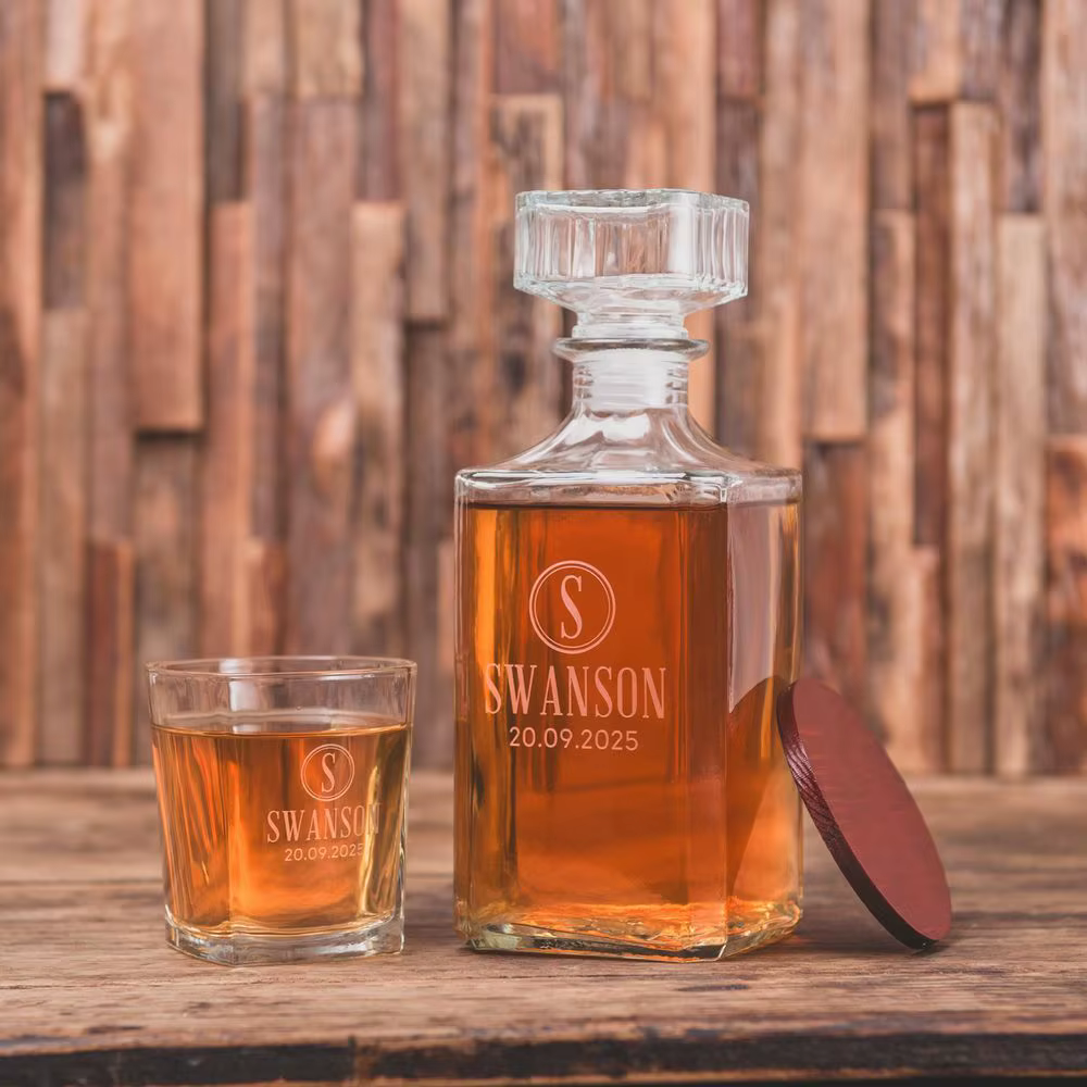 Carafe à whisky ou verres à shot personnalisés, cadeau gravé pour papa, Logo personnalisé, propositi