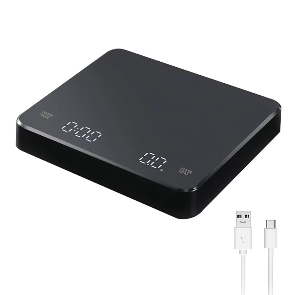 Balance à café numérique avec minuterie, écran LED, expresso USB 3kg Max. Poids 0,1g, mesures de hau