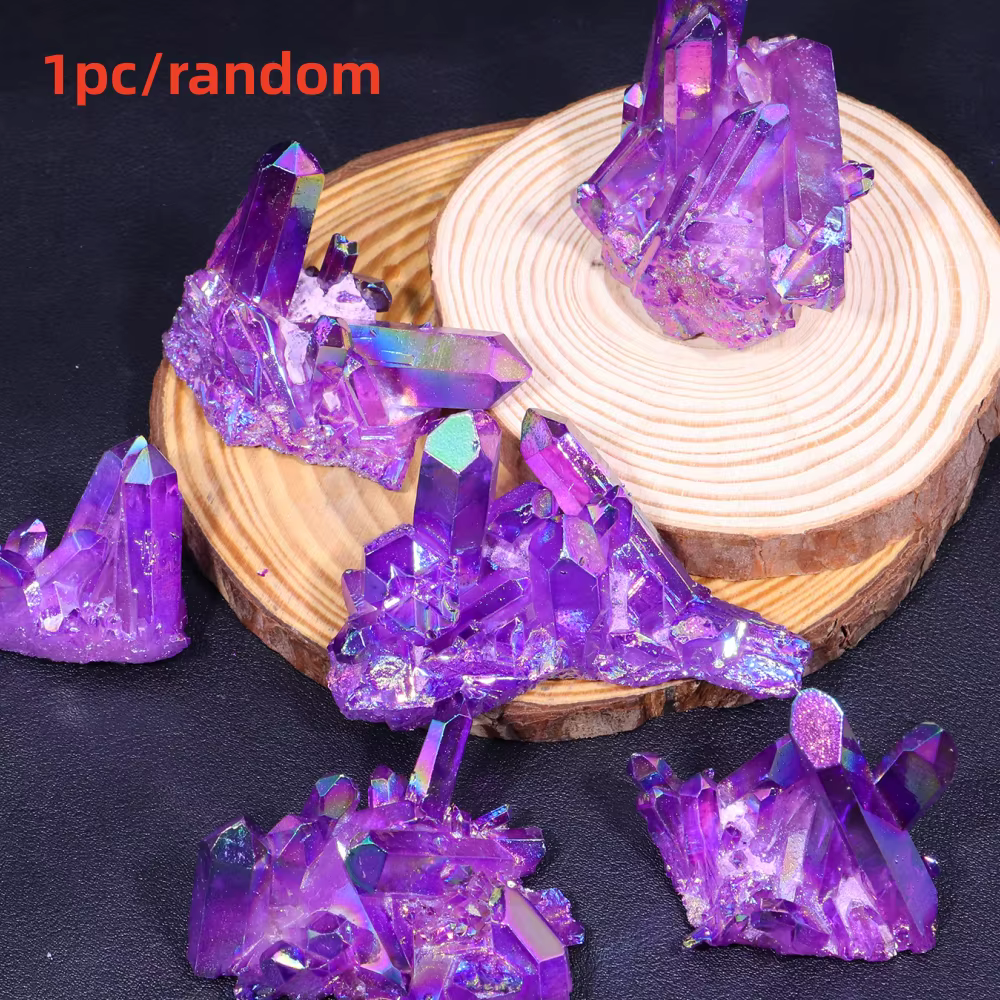 [Aura Purple Crystal] 1 pièce CRYSTALHOLA Aura Purple Crystal Cluster - Pointes hexagonales électrop