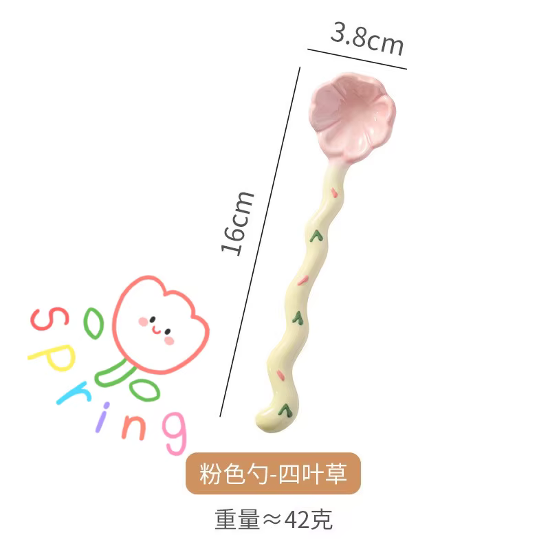 Cuillère à soupe en céramique Kawaii, cuillère à café coréenne pour crème glacée, Dessert avec Long 