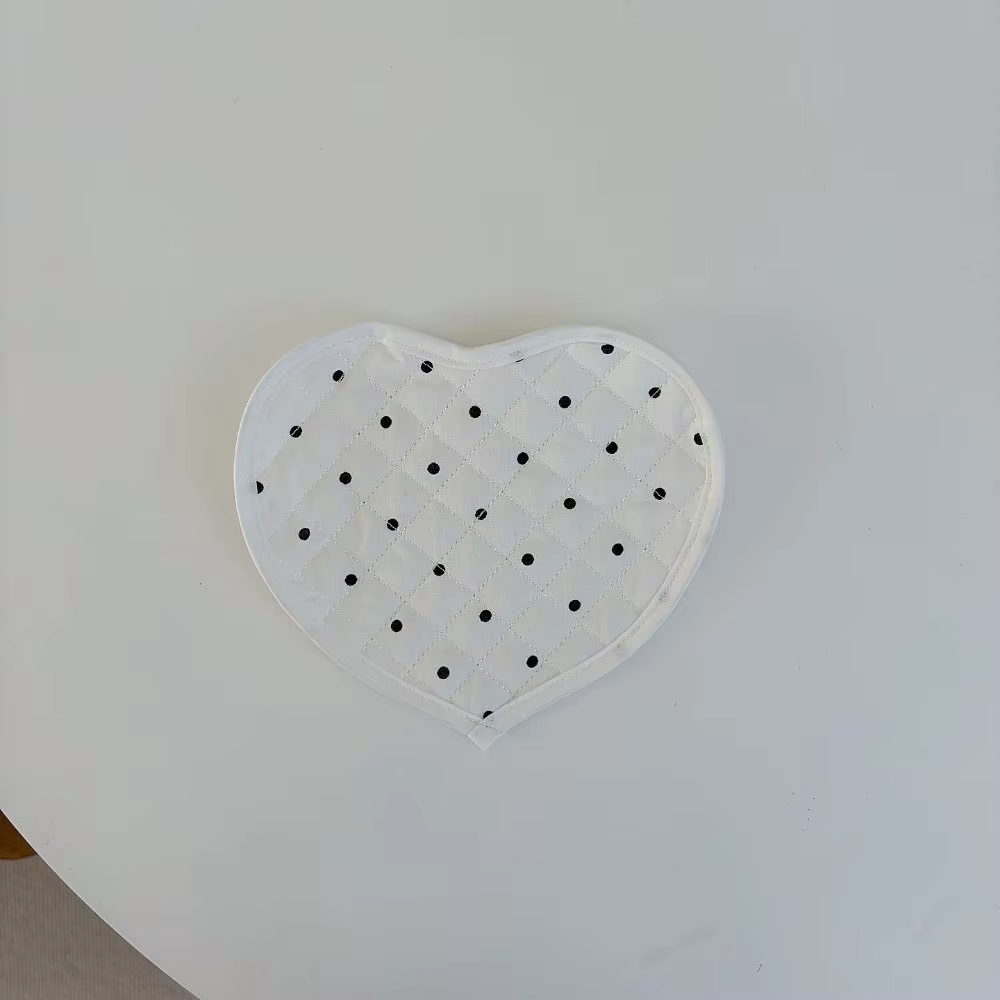 Napperons français en forme de cœur à pois, tapis de Table isolant décoratif en coton, dessous de ve