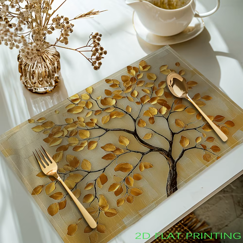 Sets de table imprimés feuilles d'or, sets de table lavables pour la décoration de la table de cuisi