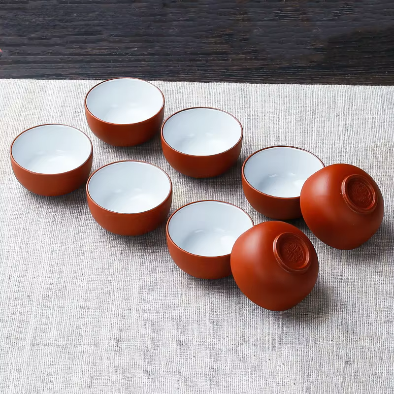 8 pièces/ensemble Yixing tasse à thé en argile violette faite à la main authentique bol à thé Dahong