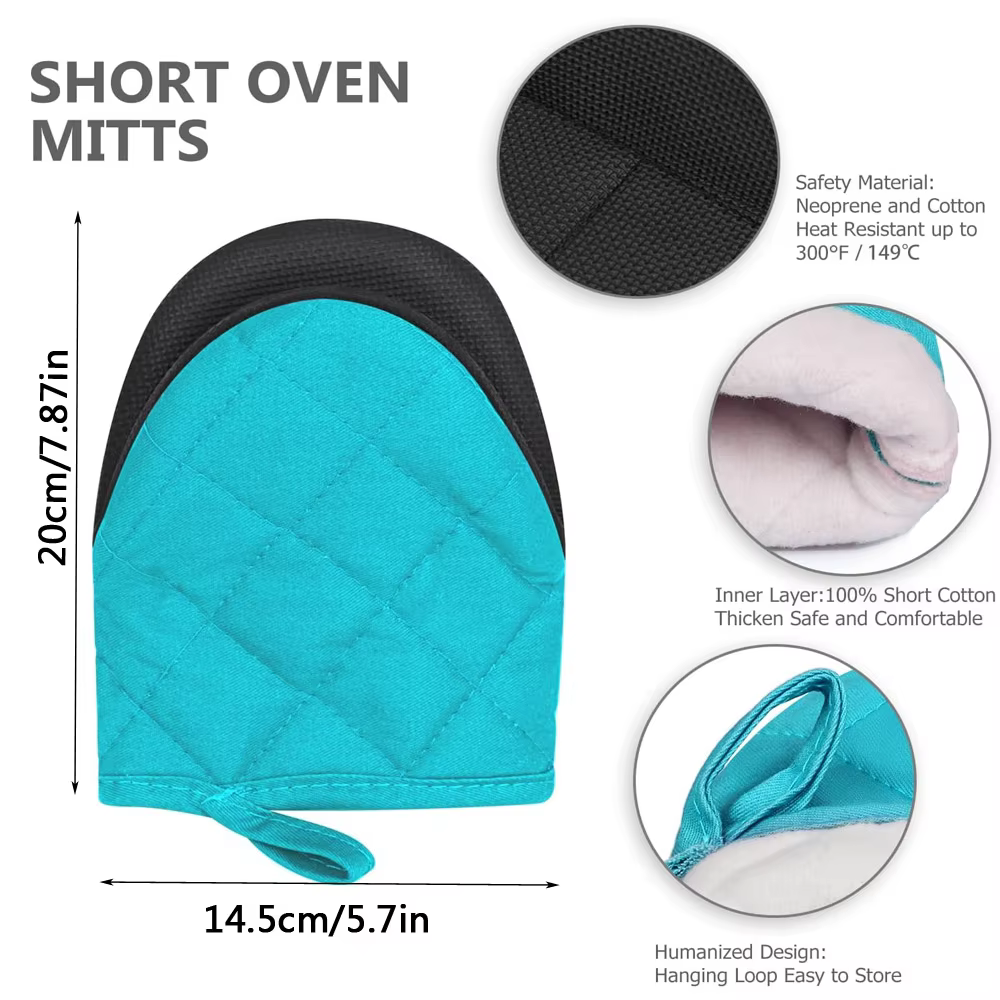 1 paire de gants de four de cuisine, mitaines de four courtes résistantes à la chaleur avec Surfaces