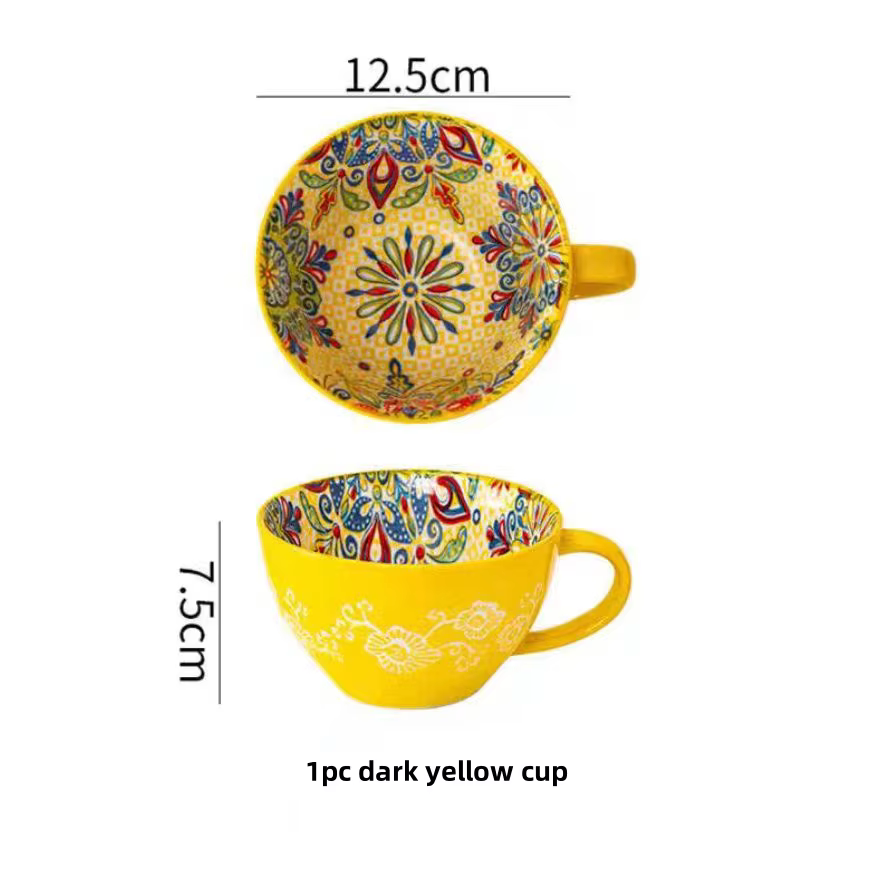 Tasse à thé du matin bohème, tasse à café en céramique de 13.5 oz pour les collègues de la famille, 