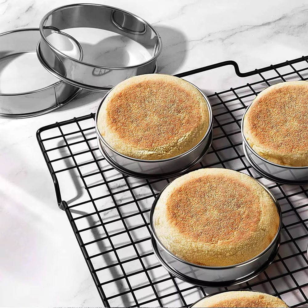 2 pièces en acier inoxydable Double roulé cuisson cercle tarte anneau tarte aux fruits gâteau Cookie