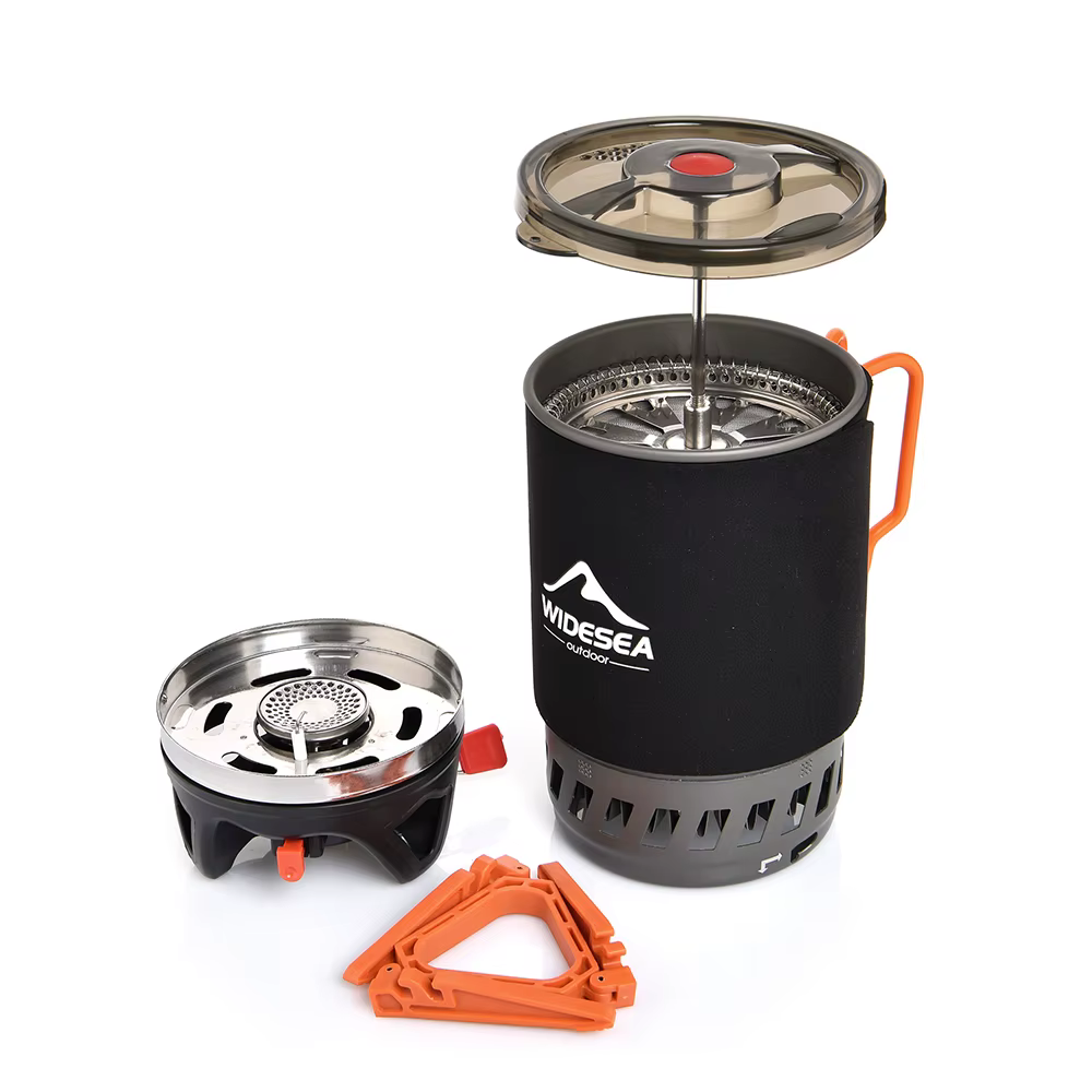 Widesea – ensemble de cafetière de Camping Portable, presse française, cafetière 0,9 l, cuisinière à
