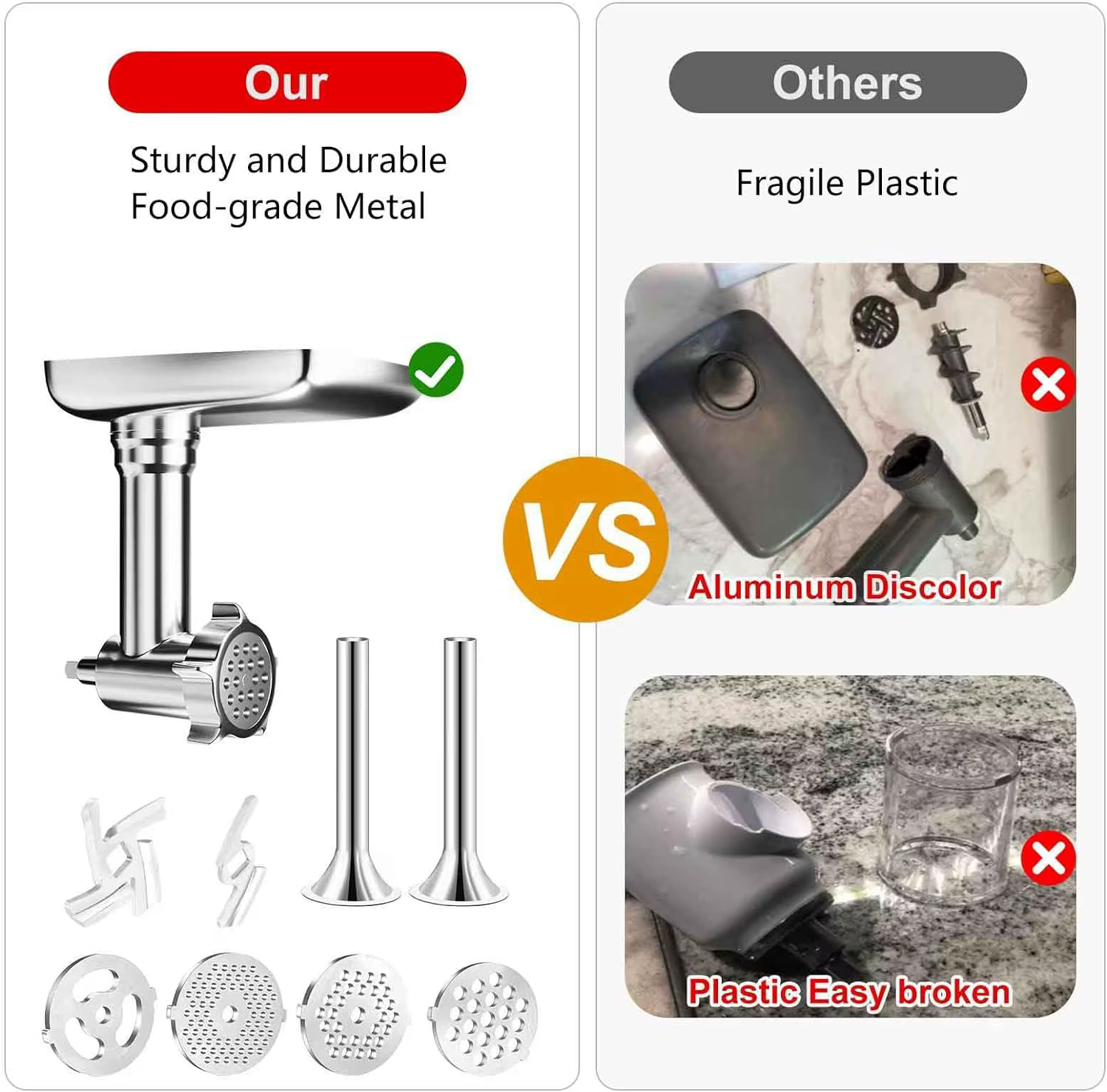 Accessoires de broyeur alimentaire en métal pour tous les mélangeurs sur socle KitchenAid et Cuisina