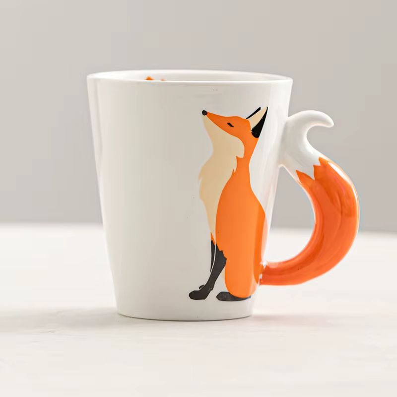 Tasse en céramique animale créative tasse à café animale de dessin animé renard en céramique tasses 
