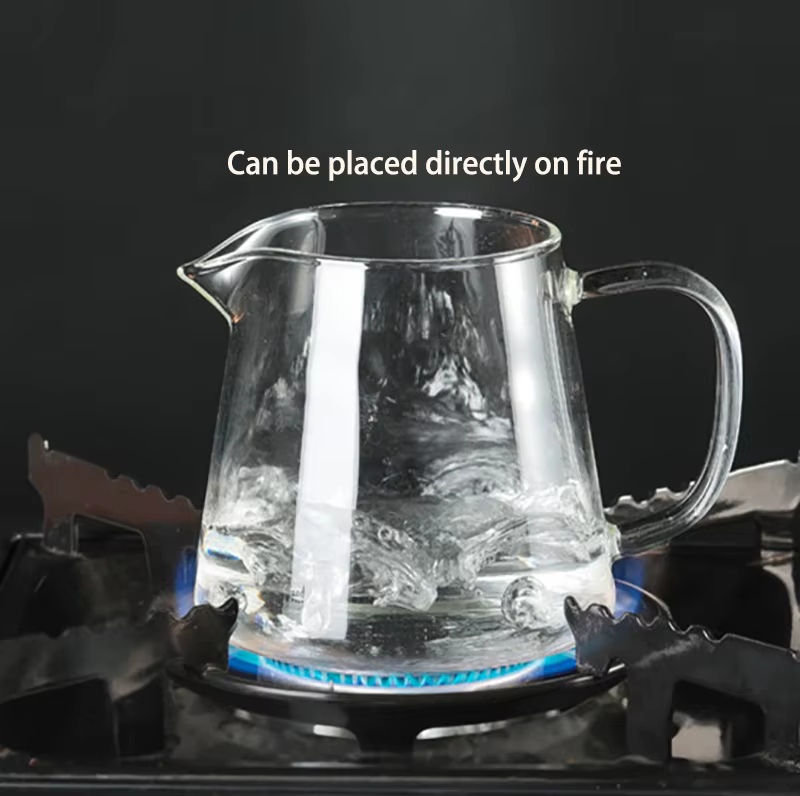 Théière en verre transparent résistant à la chaleur, tasse juste, théière Cha Hai avec infuseur, bou