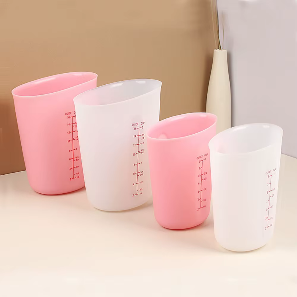 Tasse à mesurer en Silicone avec échelle, tasse à mesurer transparente, tasse à mesurer souple résis