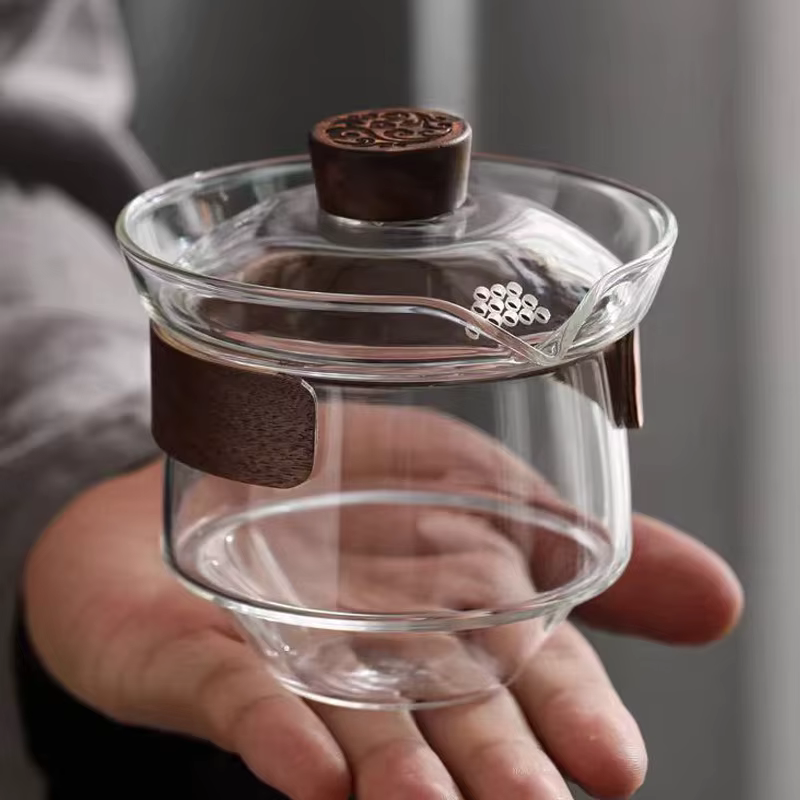 Nouveau couvercle de tasse Gaiwan en verre de silicone à haute teneur en bore, isolation thermique e
