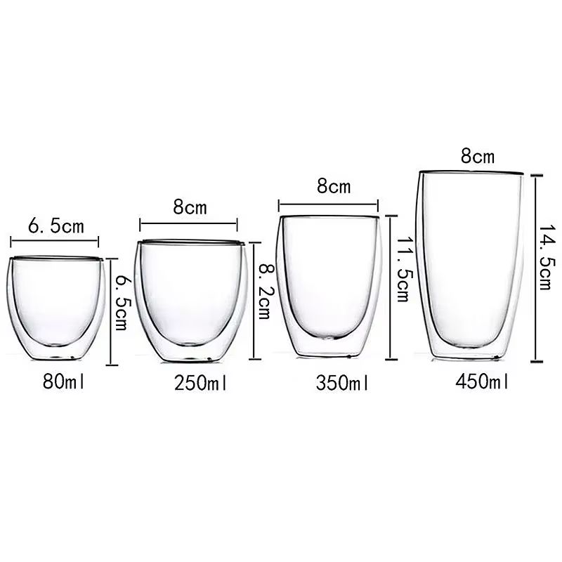 Tasse en verre Borosilicate à Double paroi, résistante à la chaleur, pour thé, lait, jus, café, eau,