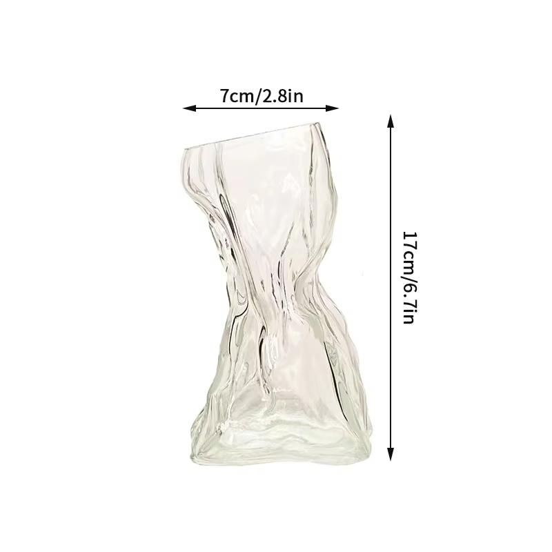 Vase à fleurs en verre moderne, bouteille de fleurs froissées, Pot de plantes hydroponiques, Vase dé