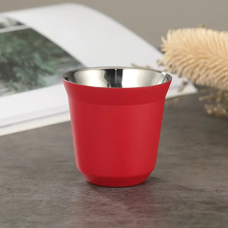 Chaud 1Pc 80 ml/160 ml tasses à café de haute qualité en acier inoxydable Double paroi tasses à café