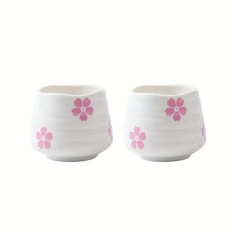 Tasse à thé en fleur de cerisier mignonne 160ml/5.4oz, tasse à café en céramique chinoise sans poign