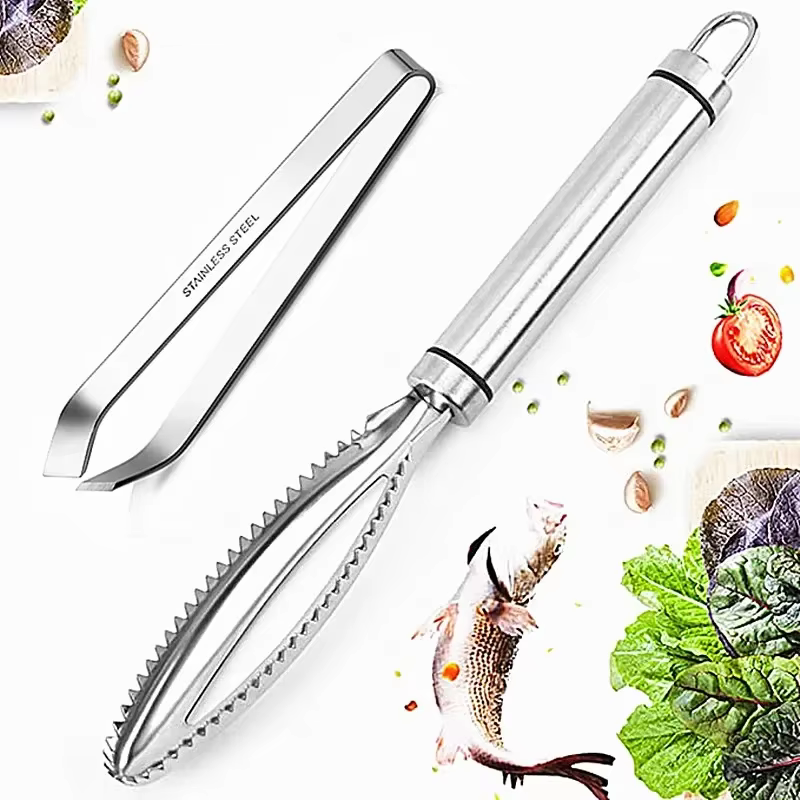 Accessoires de cuisine, écailles de poisson en acier inoxydable, râpes à gratter, retrait rapide, ne