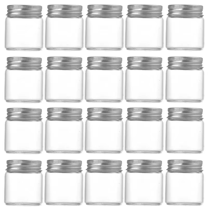 Petits pots en verre de 50ml, 20 pièces, avec couvercles en aluminium, médicaments, récipient scellé