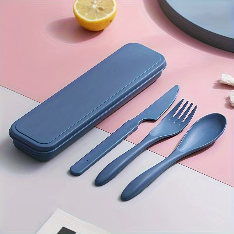 Couverts portables 3 en 1, ensemble d'ustensiles de voyage réutilisables pour la maison, fourchette
