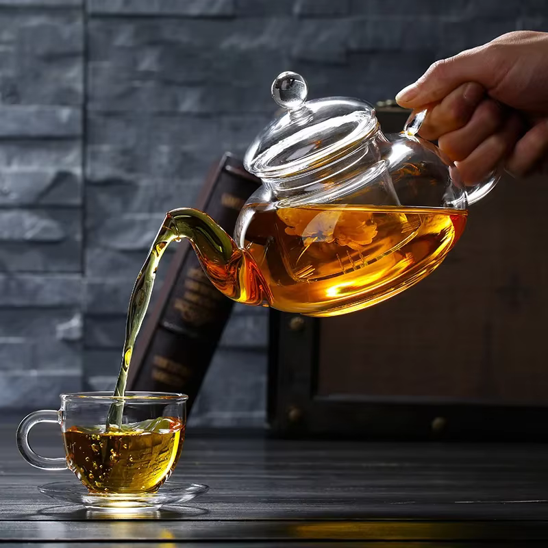 Théière en verre épais filtrée et résistante à la chaleur, 400ml/1000ml, théière à fleurs en verre à