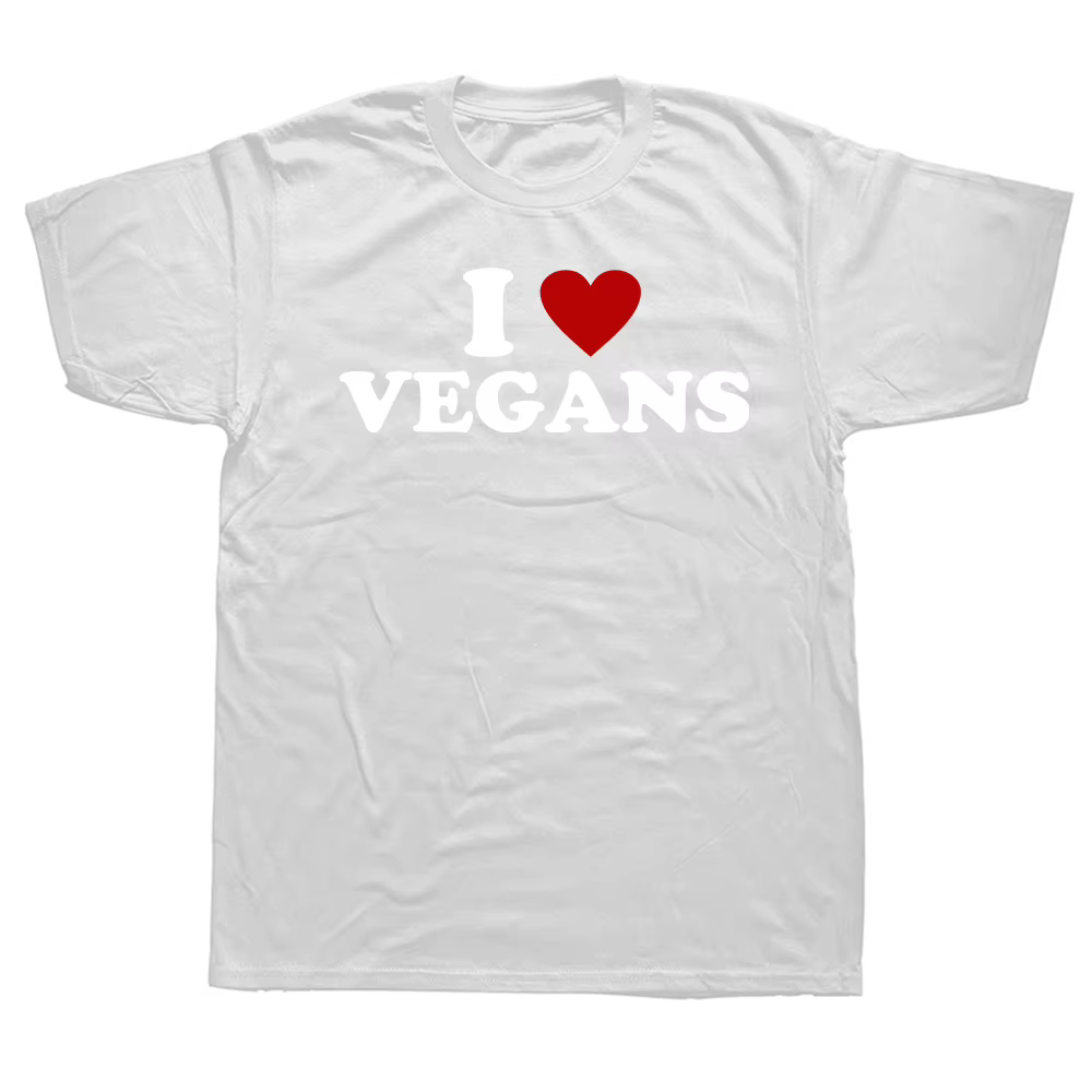T-shirts graphiques drôles « J'aime les végans » pour hommes et femmes, mode décontractée, 100% coto