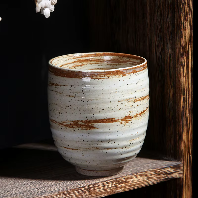 Tasse à thé japonaise en poterie grossière, grande tasse principale rétro pure faite à la main, tass