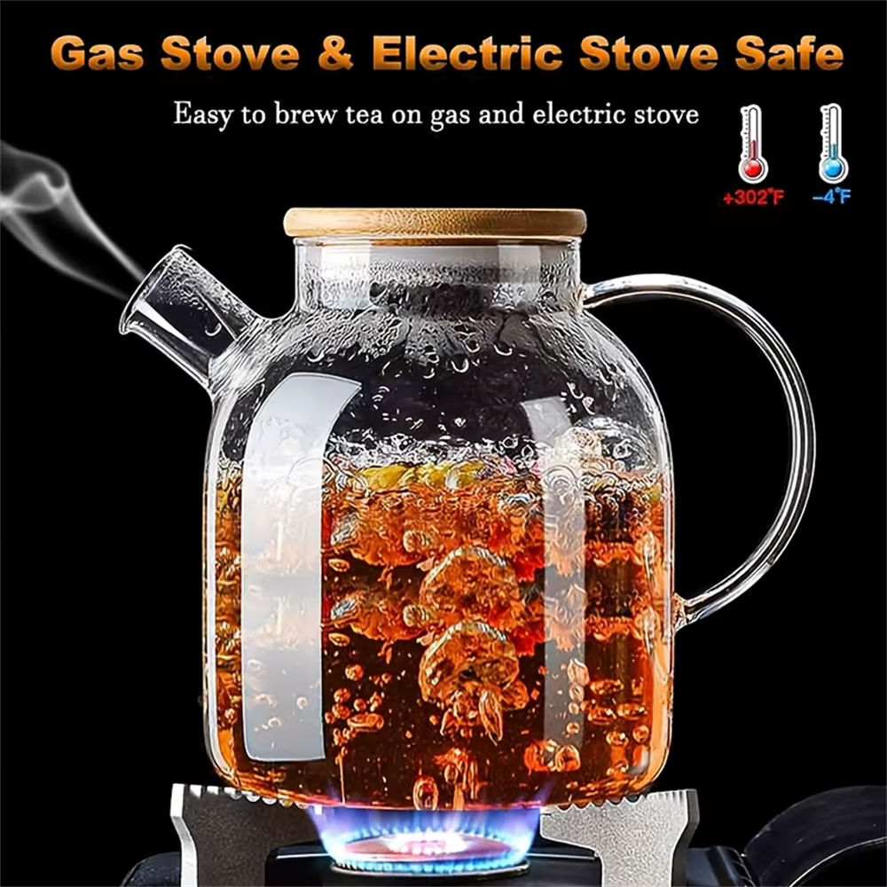 Théière en verre de grande capacité 1L/1,8 l, bouilloire résistante aux hautes températures pour jus
