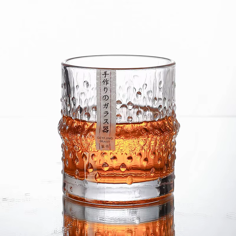 Verres à whisky à l'ancienne en bambou de style japonais, boîte en bois goutte de pluie, verre de ro