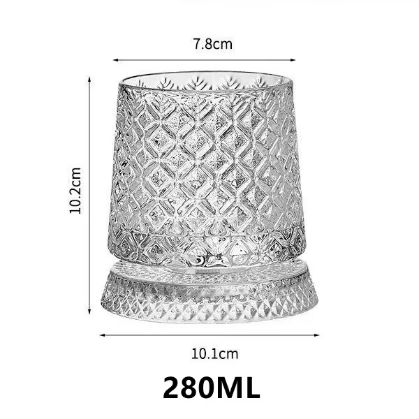 # # Verre à whisky rotatif de 280 ml, verre à rhum en cristal, verre à cocktail pour fête, cadeau cr